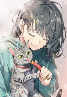 Anime Girls And Cats