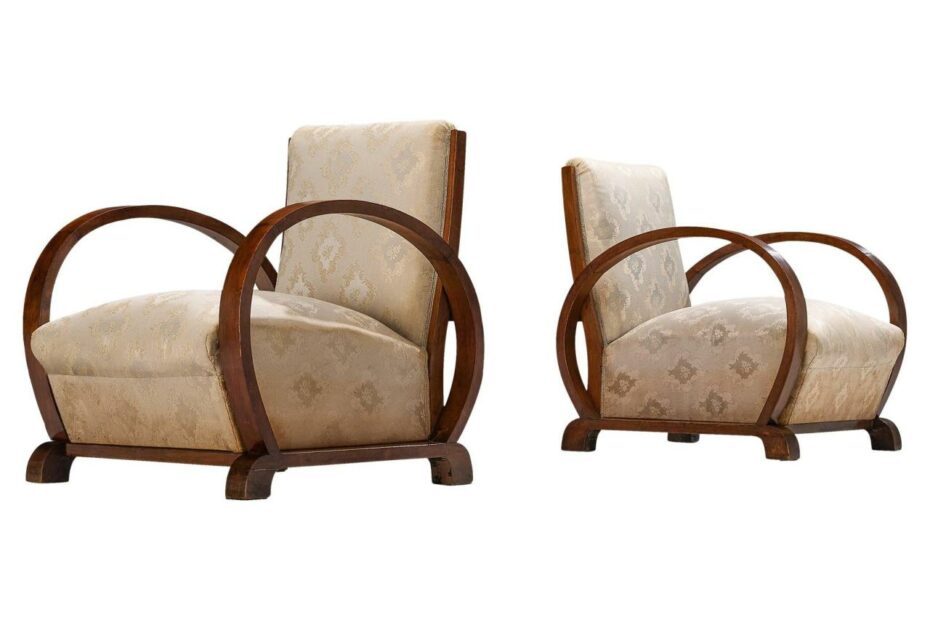 Art Deco Pair Of Lounge Chairs In Walnut And Floral Upholstery For Sale At  1Stdibs | Art Deco Lounge Chairs, 1930 Chairs, Art Deco Upholstered Chair