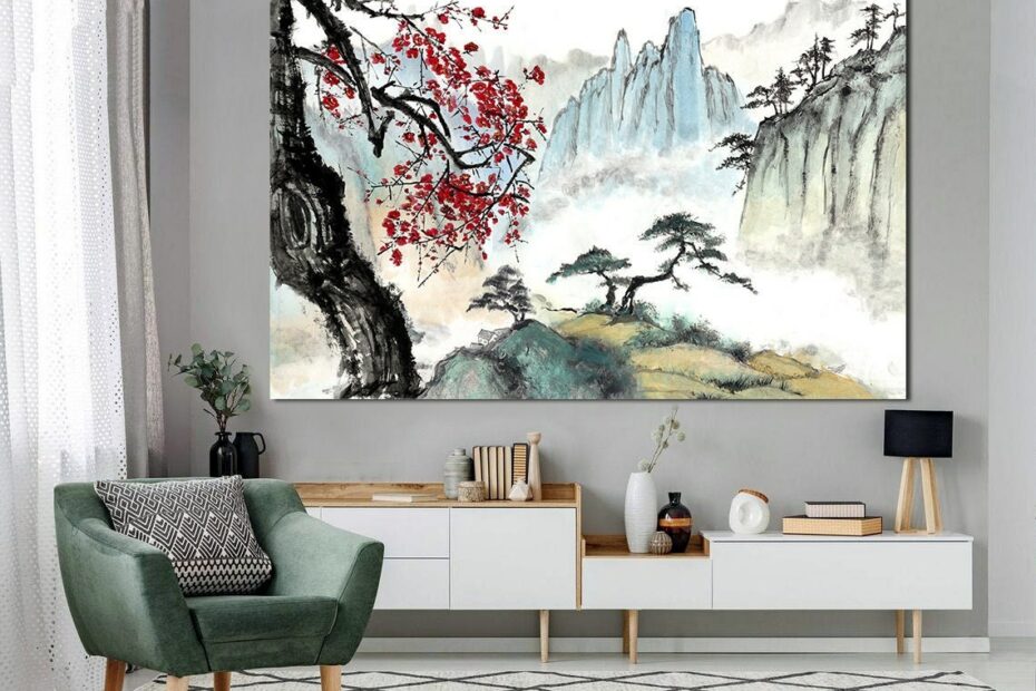 Japanese Canvas Art Asian Wall Art Mountain Canvas Japanese - Etsy