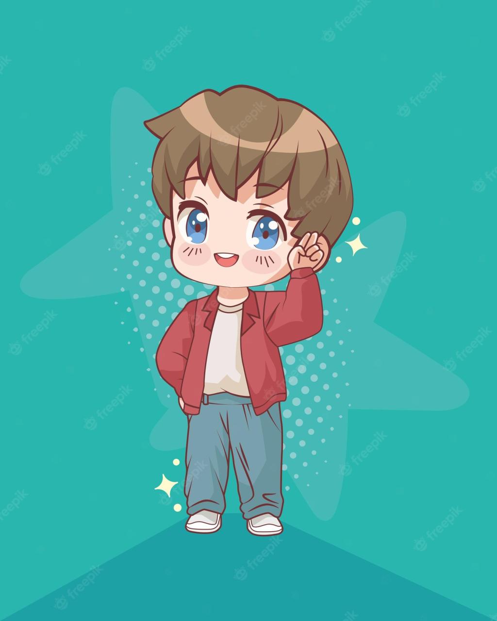 Free Vector | Little Boy Anime Posing