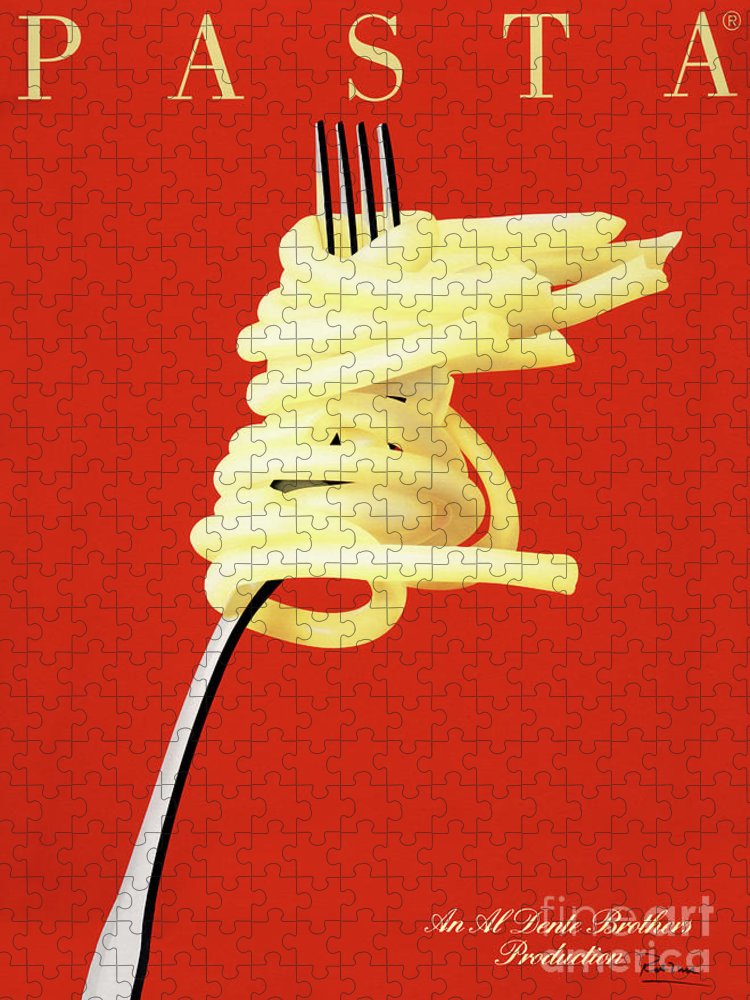 Pasta Al Dente Food Noodles Retro French Art Deco Poster Jigsaw Puzzle By  Retro Posters - Pixels