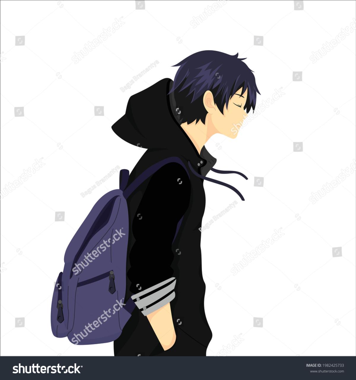 Anime Boy Standing Walking Hoodie Bag: Vector Có Sẵn (Miễn Phí Bản Quyền)  1982425733 | Shutterstock