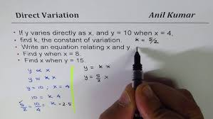 Direct Variation | Write An Equation Where